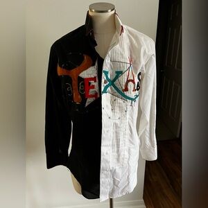 Barbara Shara Lubbock Texas Shirt Size S Collared Long Sleeves Beaded Sequin NWO